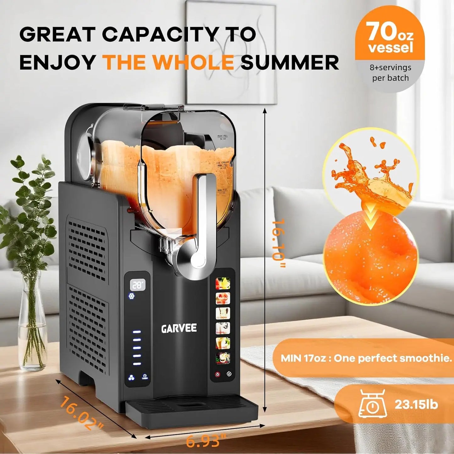 Acekool Iceless Slushie Machine With LED Display And Quiet Compressor
