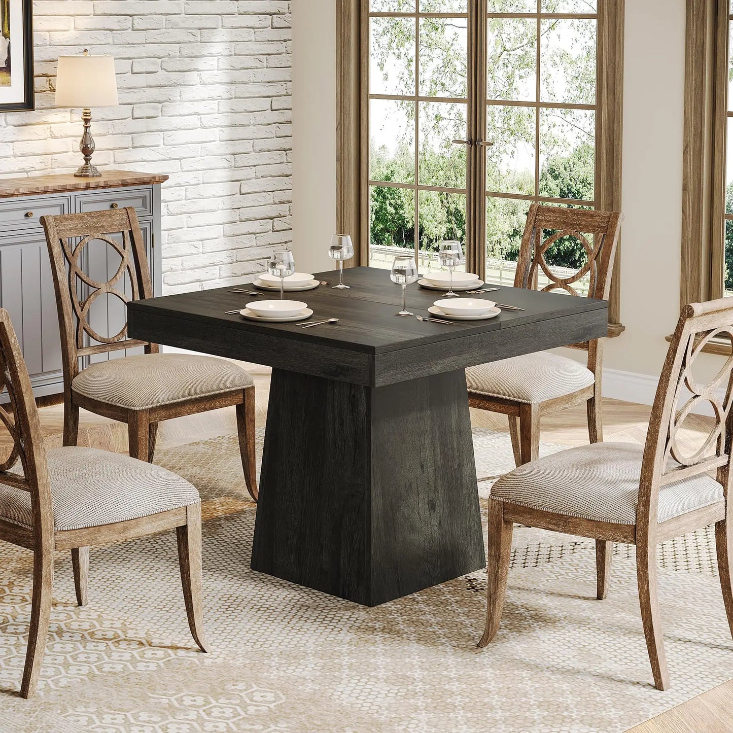 Tribesigns Square Dining Table for Four Modern Farmhouse Kitchen