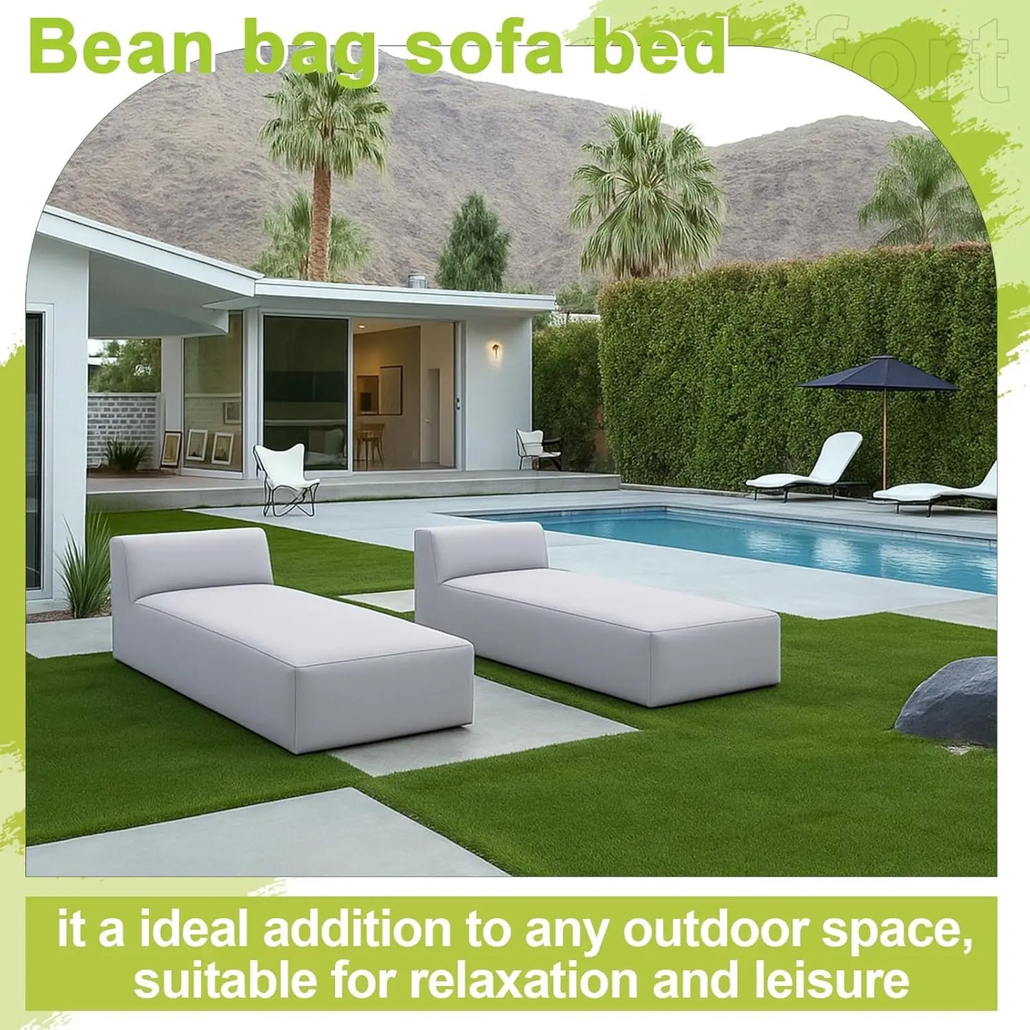 Outdoor Bean Bag Lounger Chair Patio Daybed With Sponge Filling
