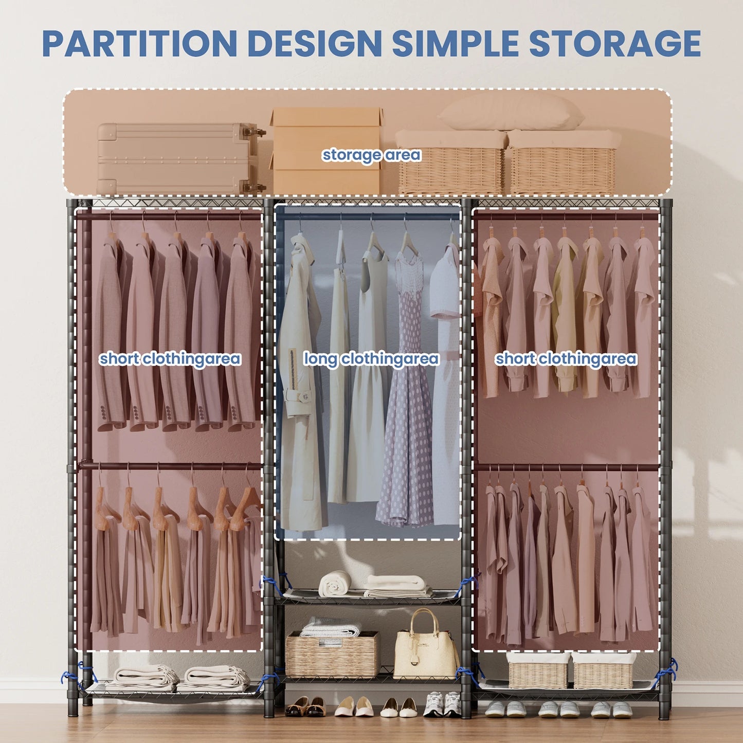 Heavy Duty Freestanding Clothes Rack Storage Organizer 960lb Capacity