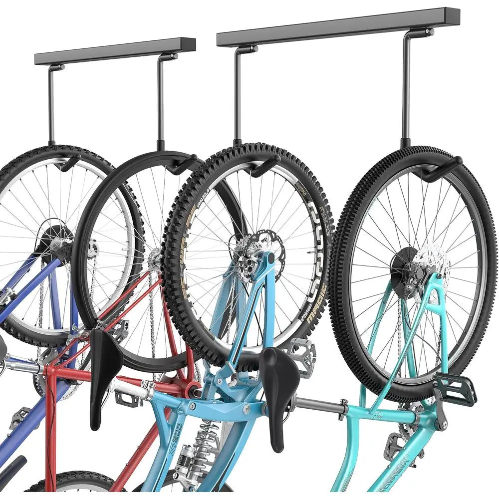Ceiling Mounted Bike Racks or Garage, Indoor Bike Storage Hanger with Adjustable Cycling Hooks for 2 to 4 Bikes, Holds up to 260