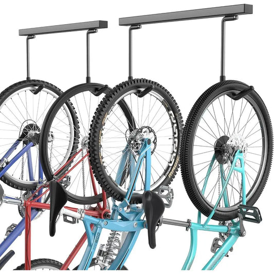 Ceiling Mounted Bike Racks or Garage, Indoor Bike Storage Hanger with Adjustable Cycling Hooks for 2 to 4 Bikes, Holds up to 260