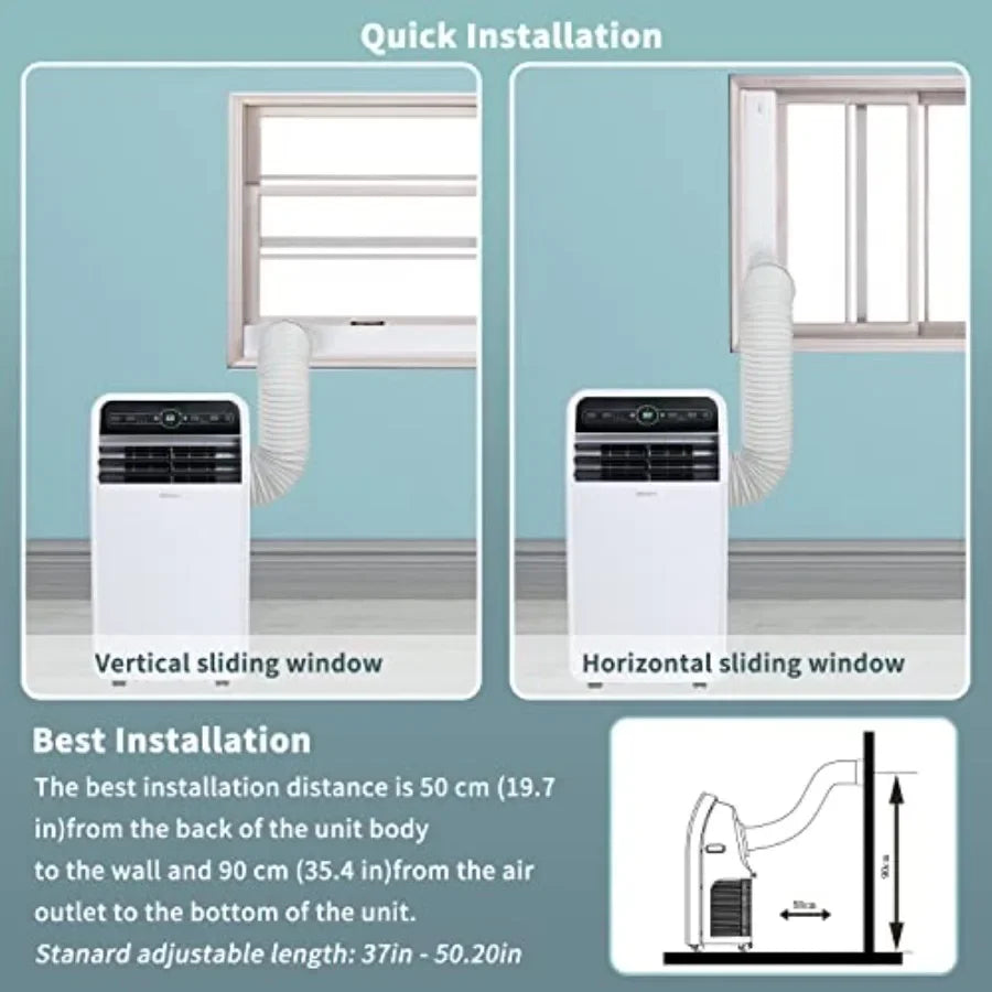 Portable air conditioner for rooms up to 450 sq.ft, plastic housing, white, 12, 000 BTU cooling capacity with dehumidifier and