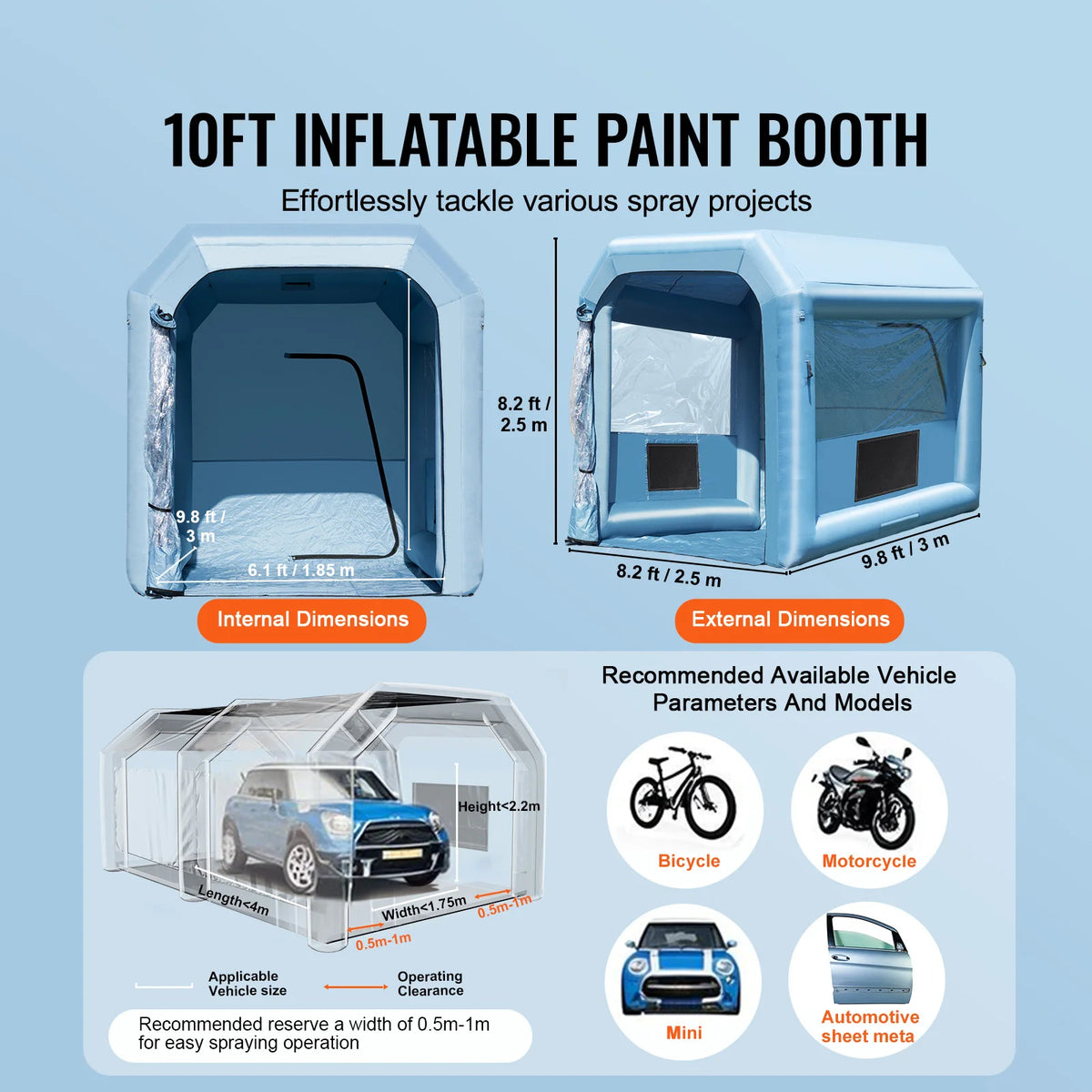 SucceBuy Inflatable Paint Booth Inflatable Spray Booth with Powerful Blowers and Air Filter System Portable Car Paint Booth