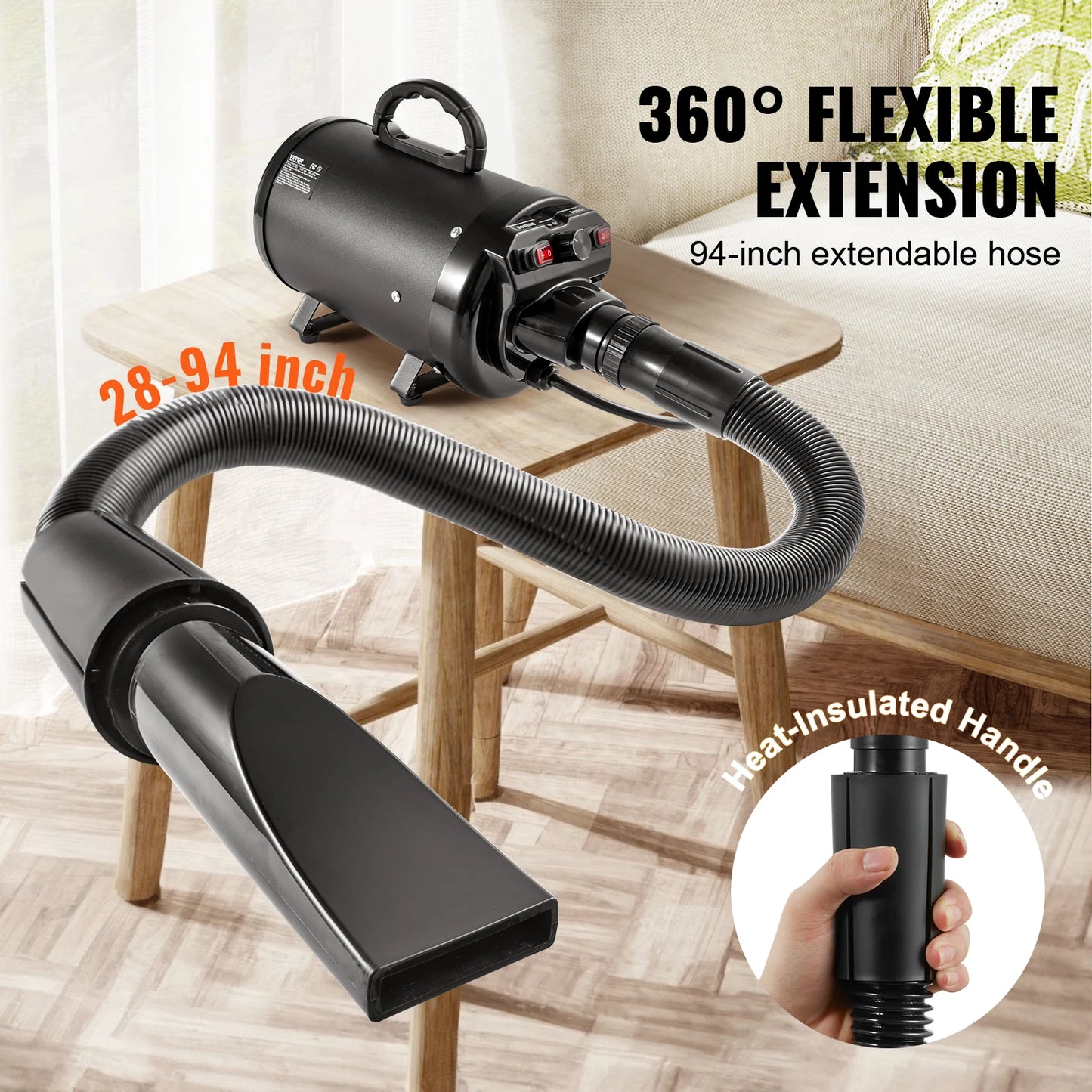 SucceBuy 2800W Pet Dog Hair Dryer With Temperature Control And Nozzles