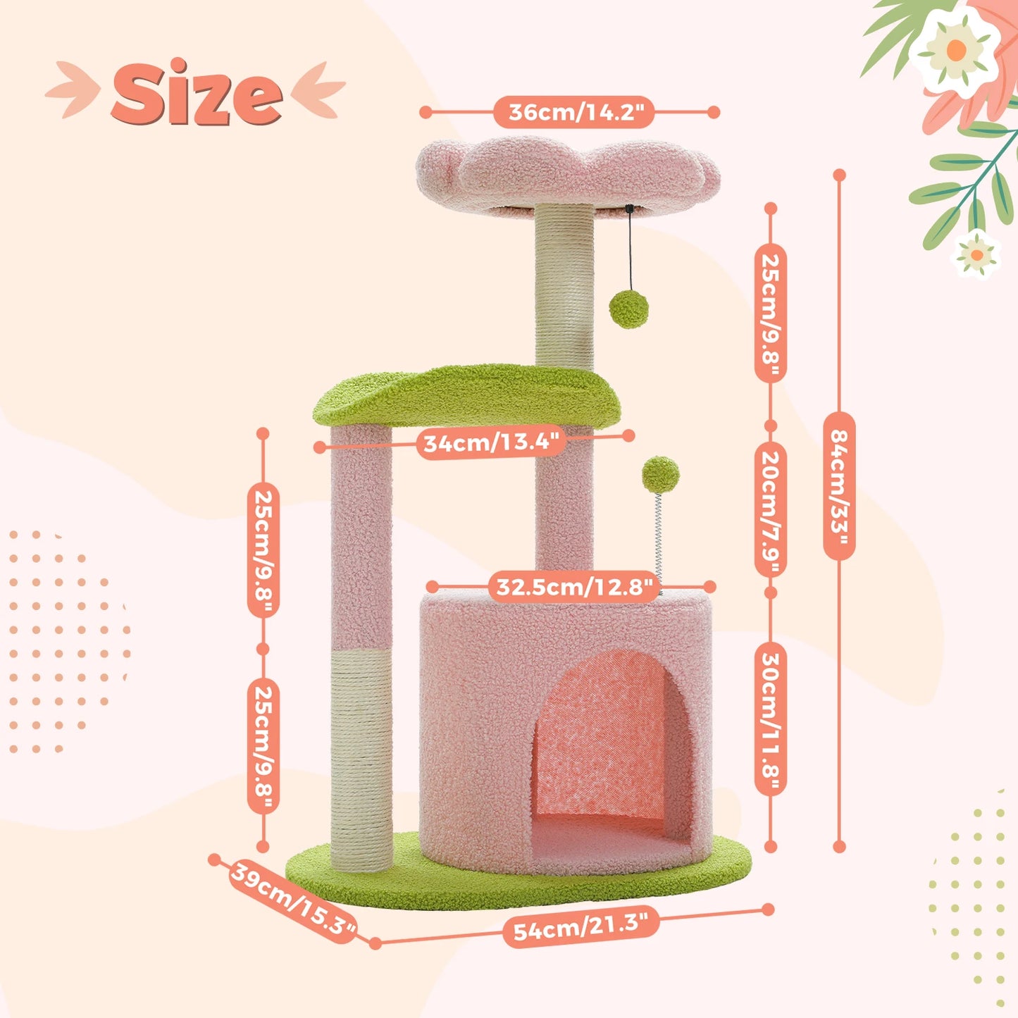 PEQULTI Flower Cat Tree for Indoor Cats With Plush Perches