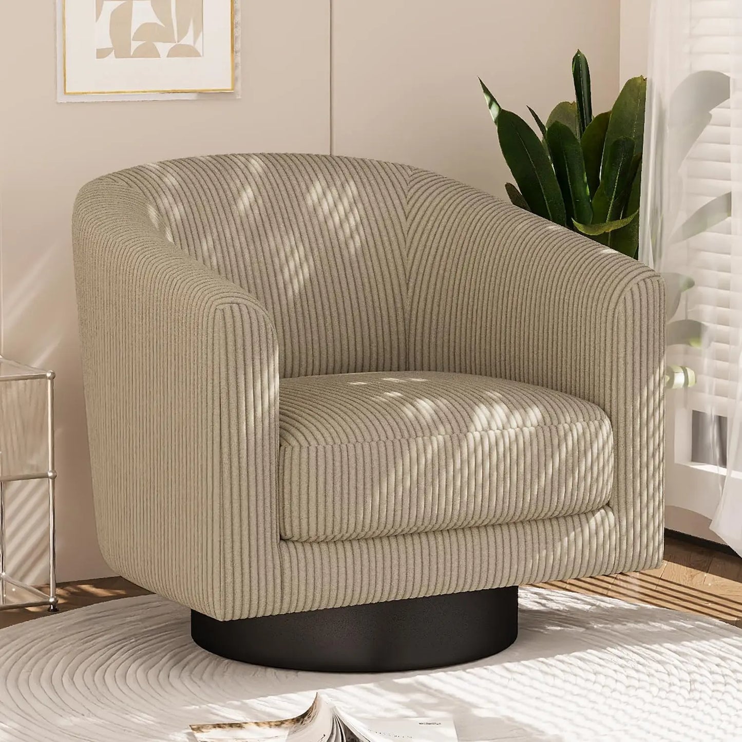 Modern Corduroy Swivel Accent Chair For Living Room Decor