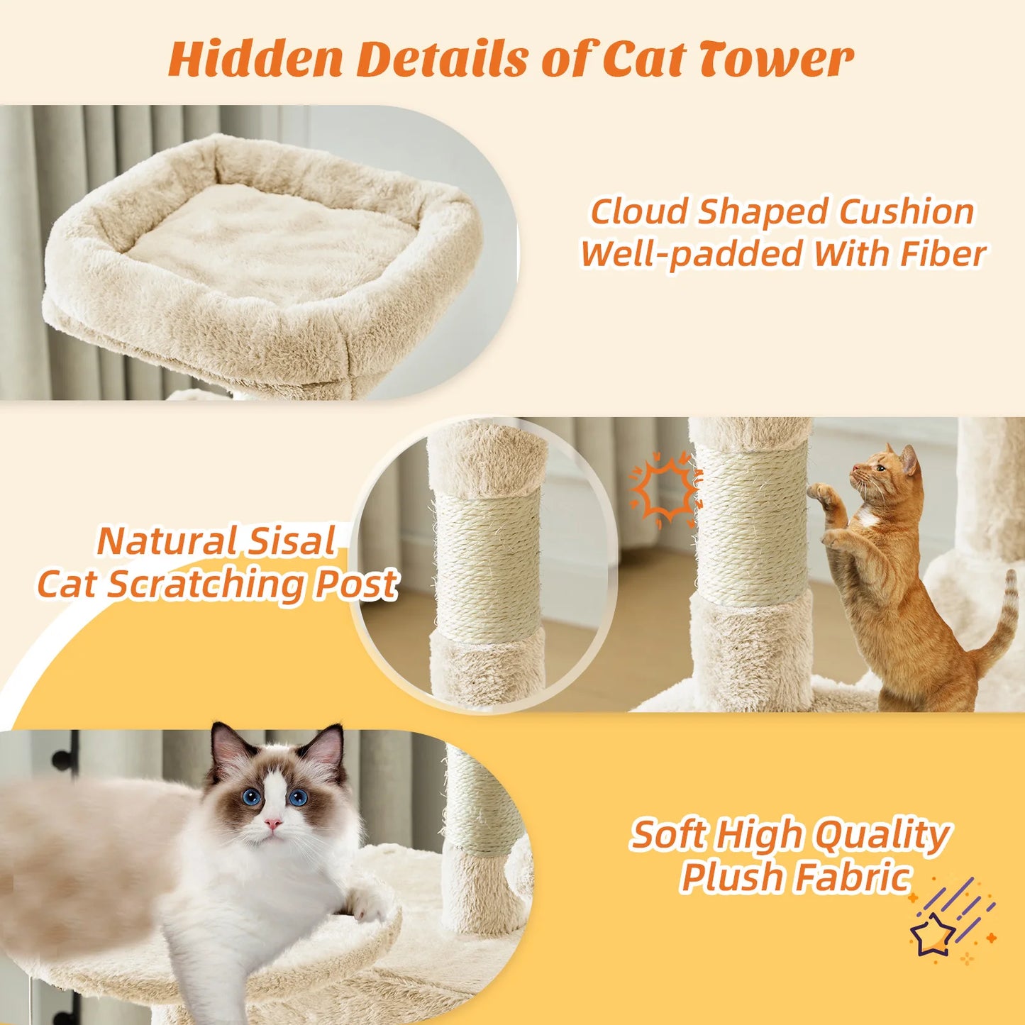 MCQ Four Tier Cat Tree Tower With Sisal Scratching Posts