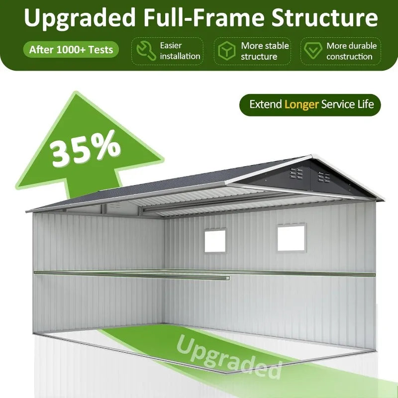 DAUSOLA Outdoor Storage Shed Metal Tool Shed With Lockable Doors