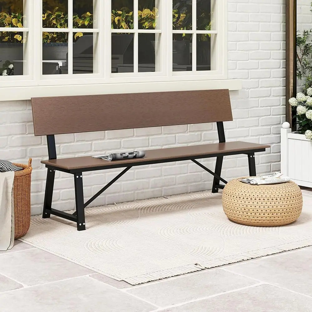 Extra Long Outdoor Bench for 4, 1100 lbs Weight Capacity, Heavy-Duty Patio Dining Bench for Garden, Porch, Backyard & Park