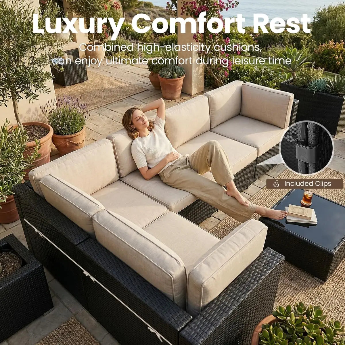 Xiaolang Modern Outdoor Patio Wicker Furniture Set With Fire Pit