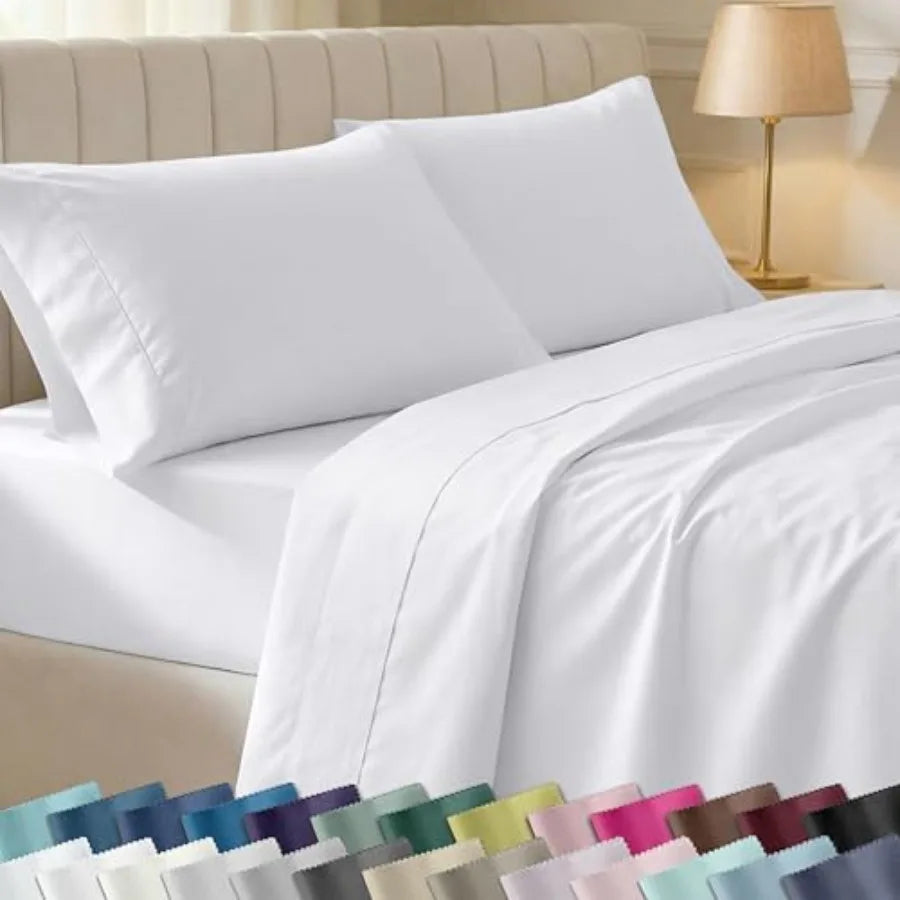 Soft 100% Cotton Sheet Set, 400 Thread Count Good Housekeeping Award Winner, Silky Smooth Sateen Weave with Deep Pockets, Breat