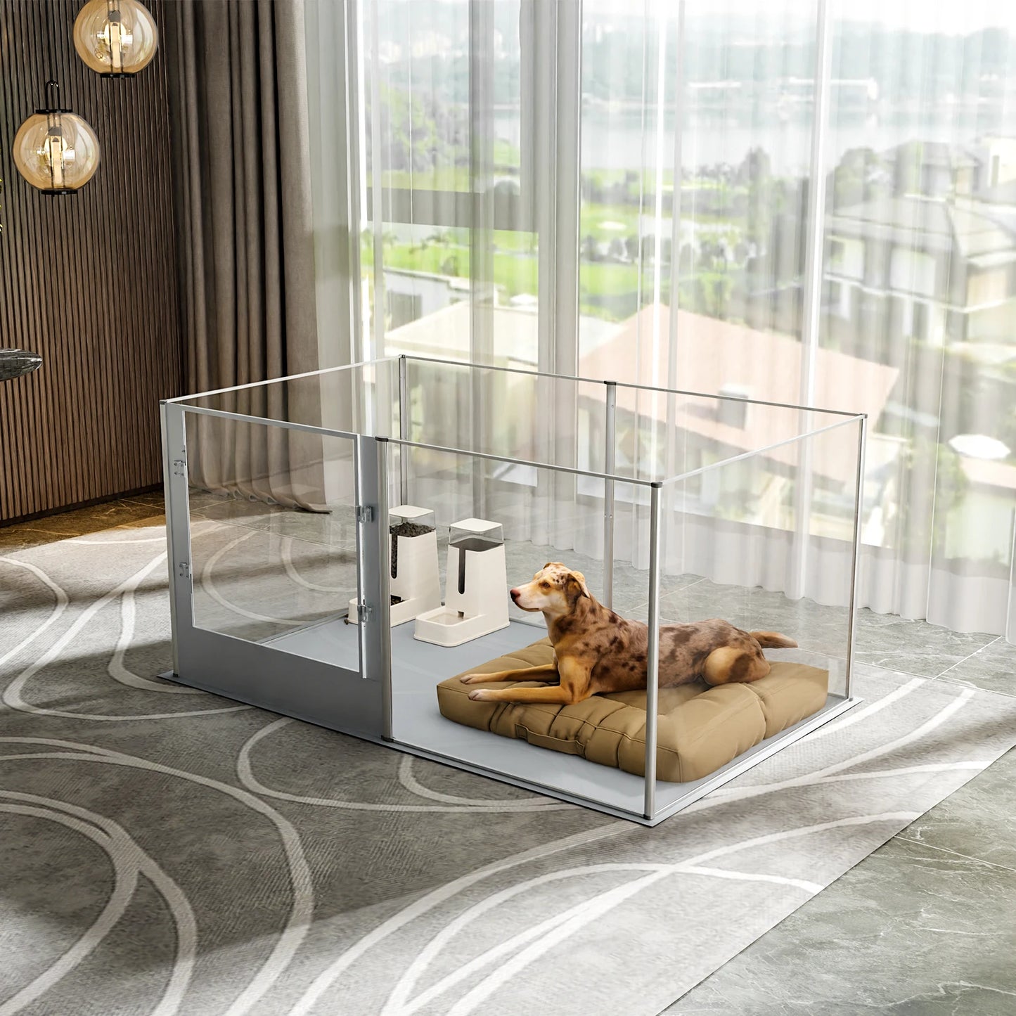 Bingopaw 6 Panel Acrylic Dog Playpen With Waterproof Mat