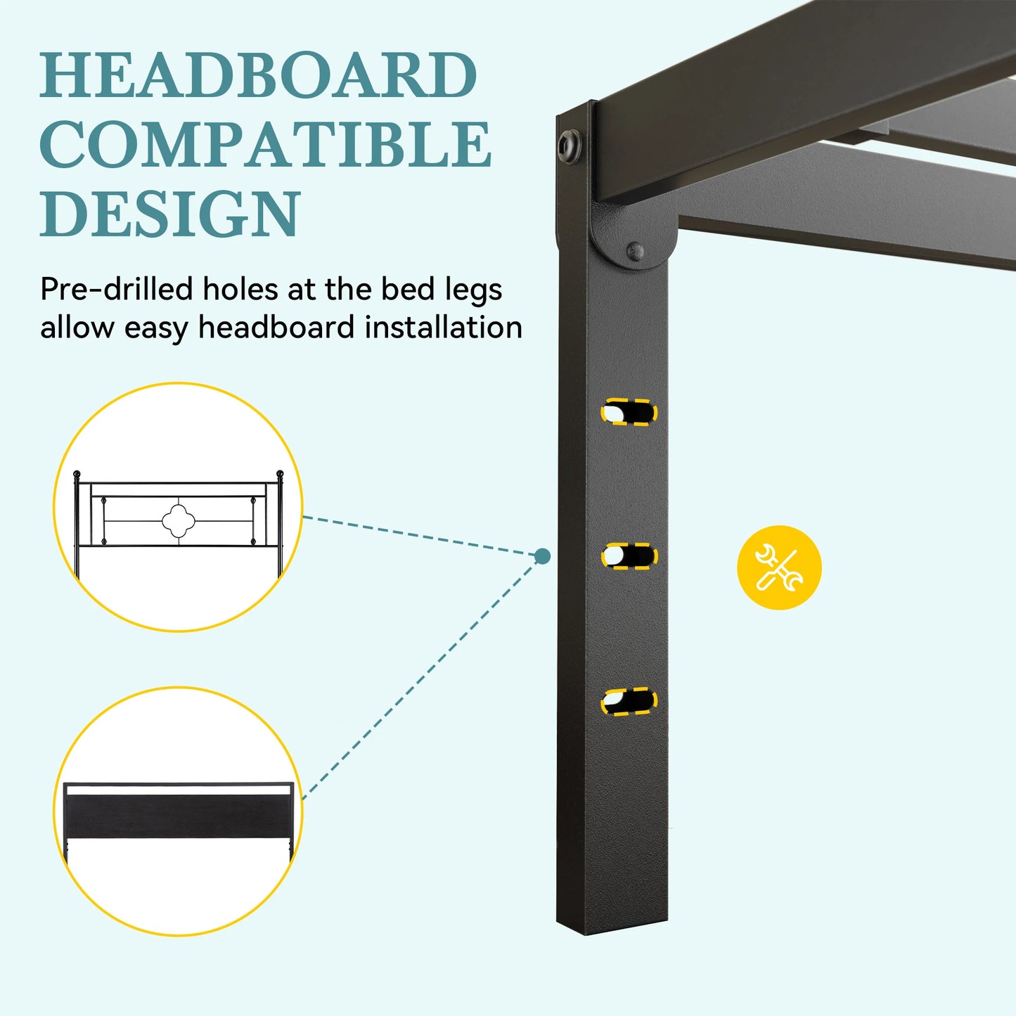 HOOMIC Metal Platform Bed Frame With Storage Space Easy Assembly