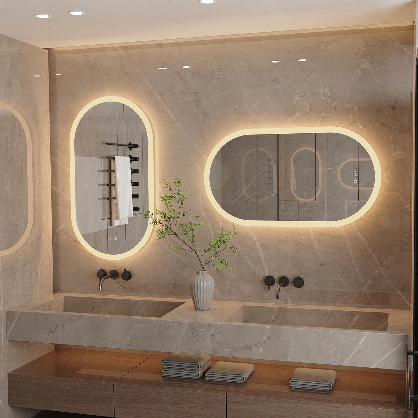Wisfor LED Oval Bathroom Vanity Mirror With Anti-Fog Lights