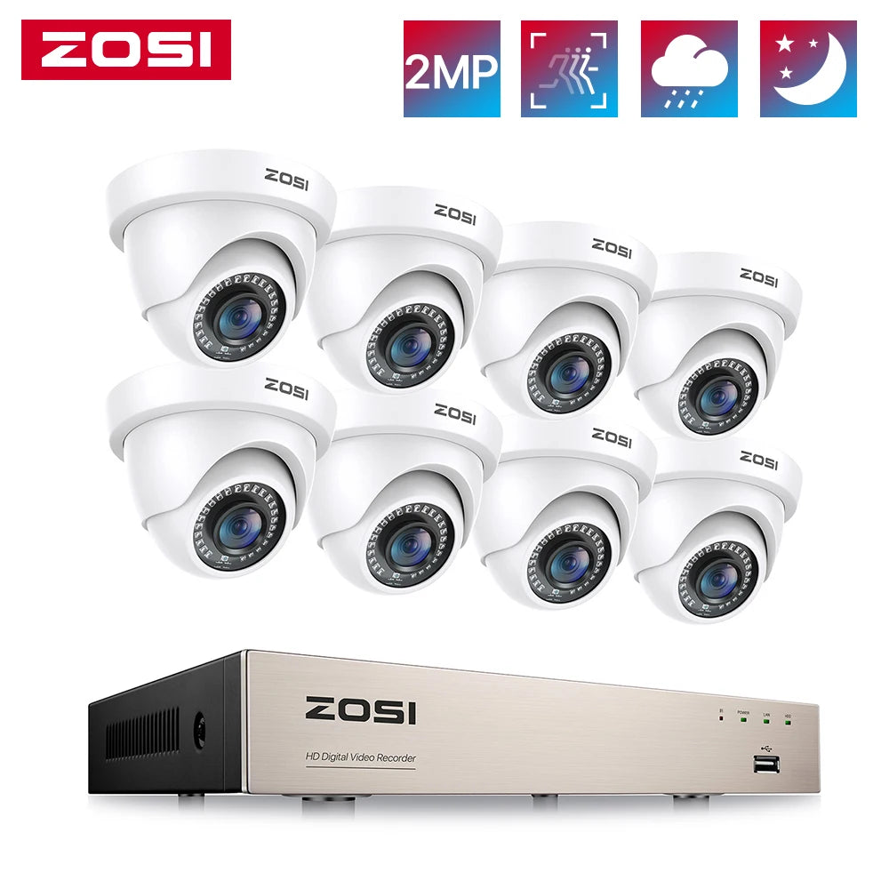 ZOSI 8CH 1080P Security Camera System With H265 DVR Kit