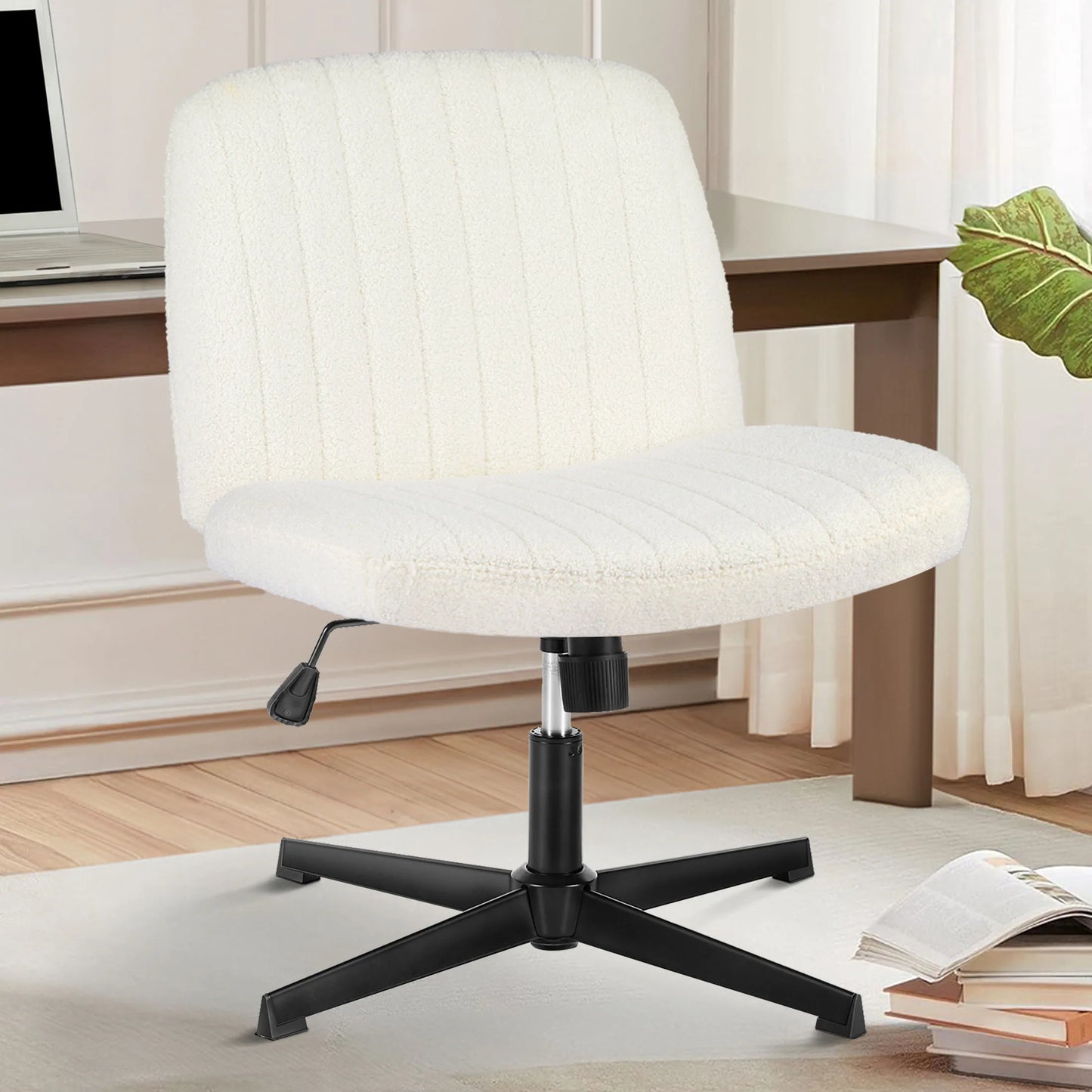 MCQ Ergonomic Armless PU Leather Office Chair Adjustable Backrest