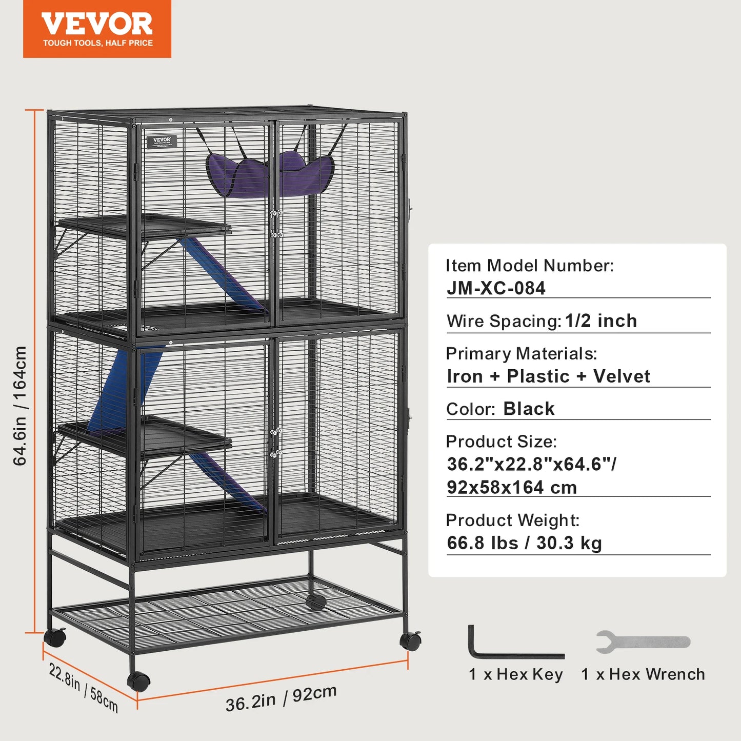 SucceBuy Rolling Metal Ferret Cage 4-Tier Critter Nation Small Pets