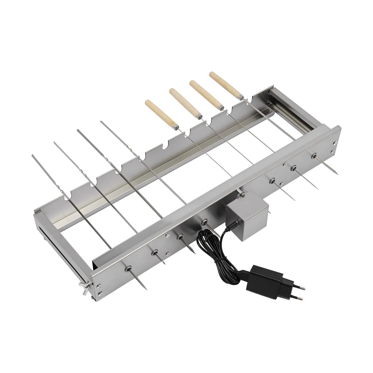 Barbecue Skewers, Roller, Rotating BBQ Rack, 110V Electric Grill Spit, Stainless Steel Automatic Kebab Turner, Adjustable Size Fits Most Grills, USB Adapter or Power Bank Supported, Anti-Rust, High Hardness, Outdoor Picnic Ba
