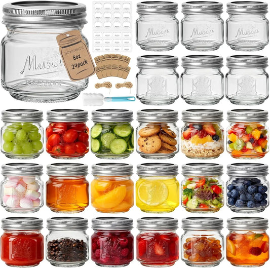 Reusable Embossed Glass Mason Canning Jars With Split Lids