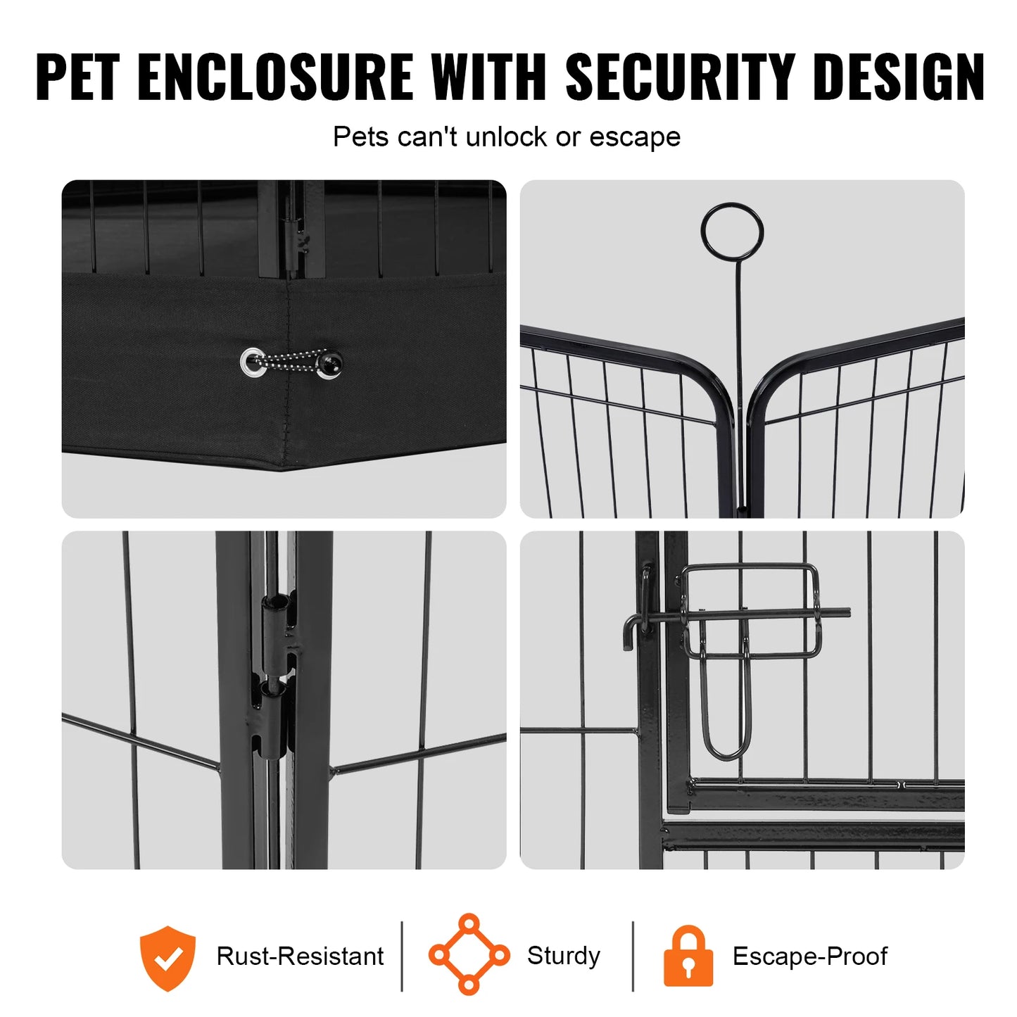 SucceBuy Dog Playpen 8 Pcs 24x24in Panels Foldable Metal Pet Exercise Pen Dog Fence Indoor Outdoor Pen with Door for Dogs, Cats