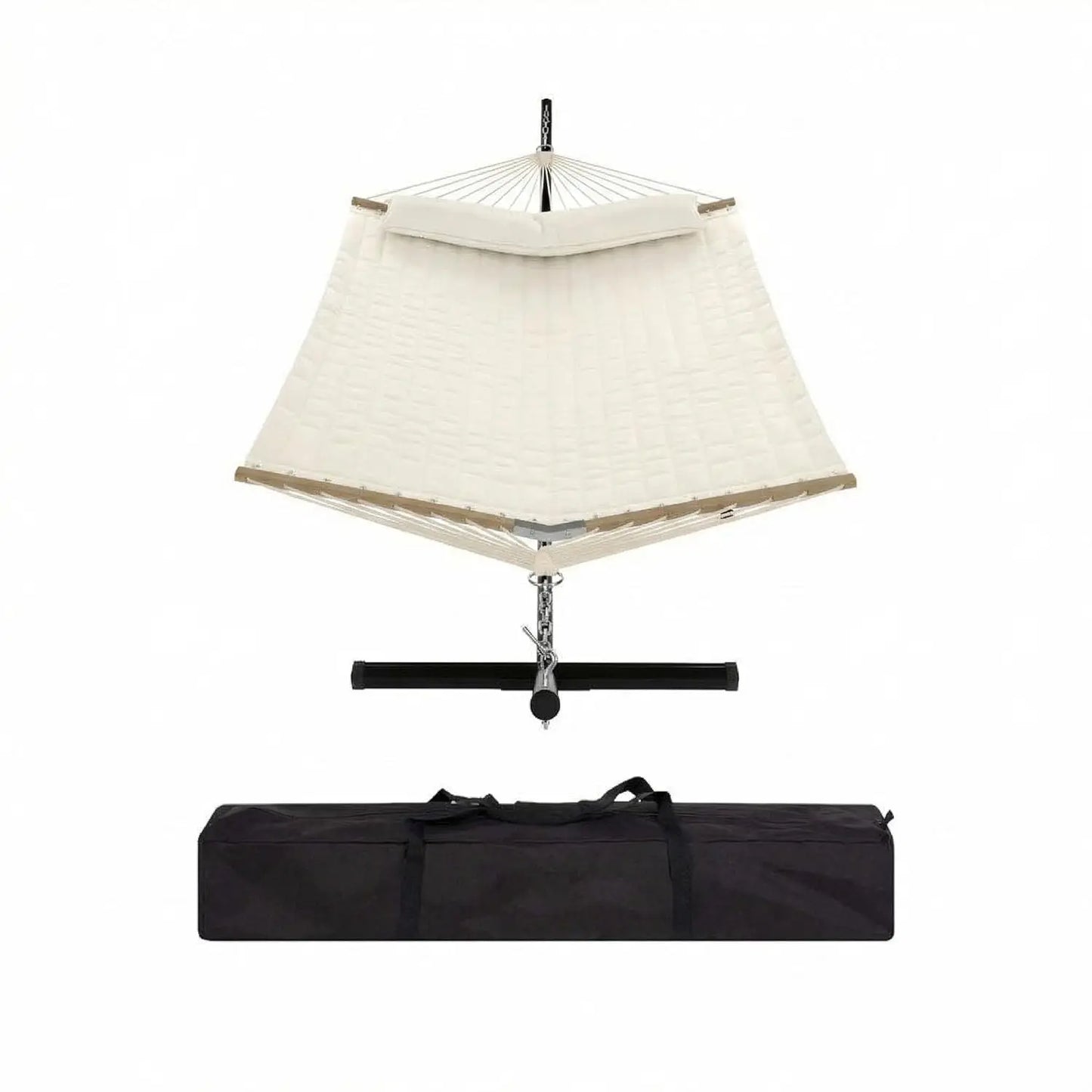 Heavy Duty Double Hammock With Stand Pillow 450lbs Capacity
