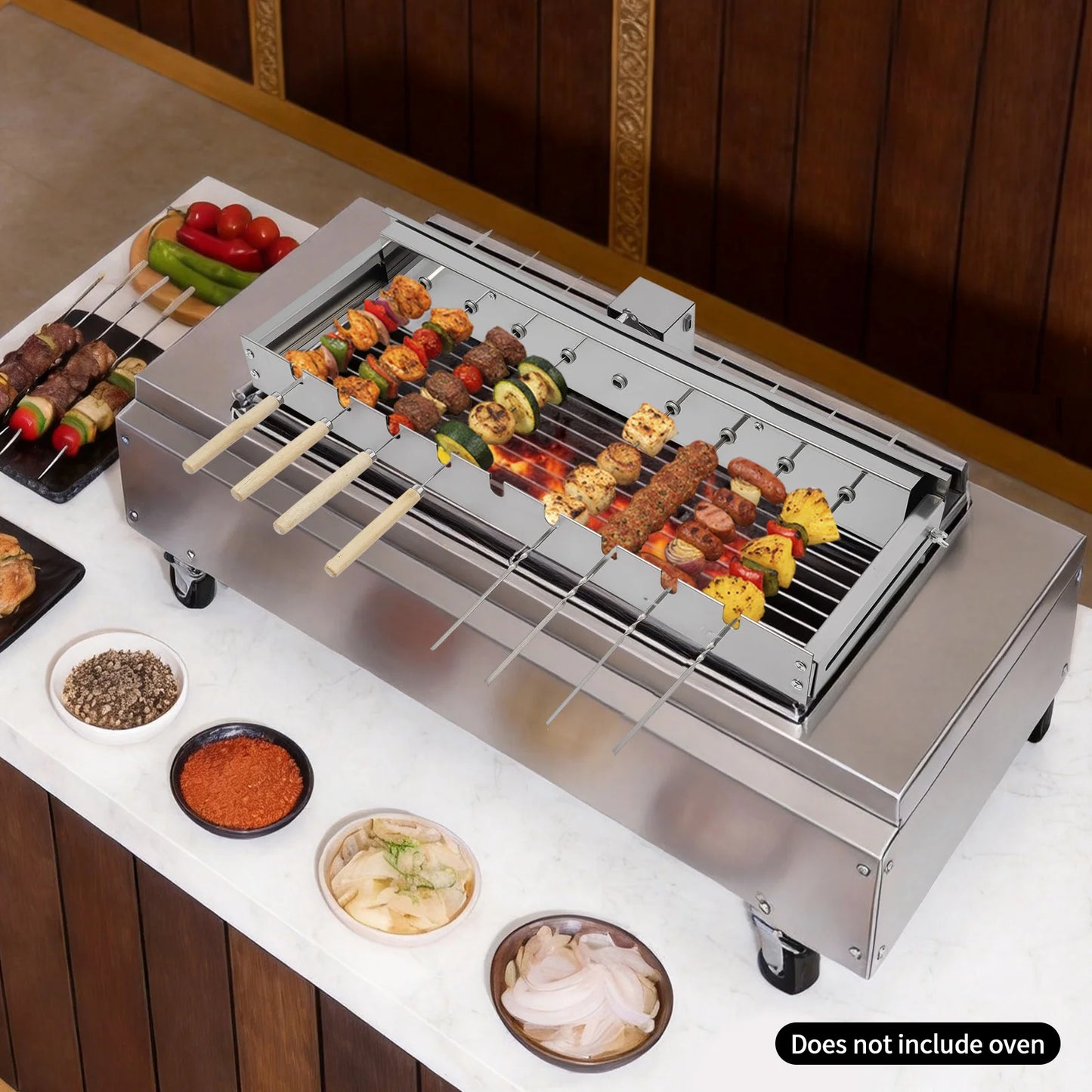Barbecue Skewers, Roller, Rotating BBQ Rack, 110V Electric Grill Spit, Stainless Steel Automatic Kebab Turner, Adjustable Size Fits Most Grills, USB Adapter or Power Bank Supported, Anti-Rust, High Hardness, Outdoor Picnic Ba