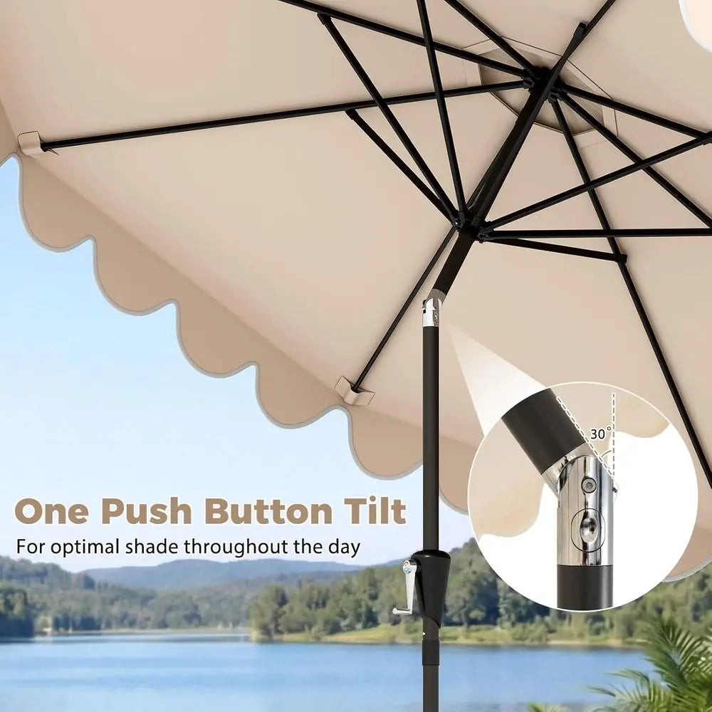 Patio Umbrella With Base Included, Adjustable Crank, 8-Rib Design