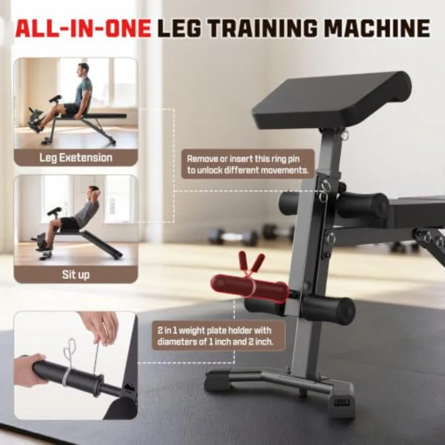 Adjustable Weight Bench With Leg Extension And Preacher Curl Pad