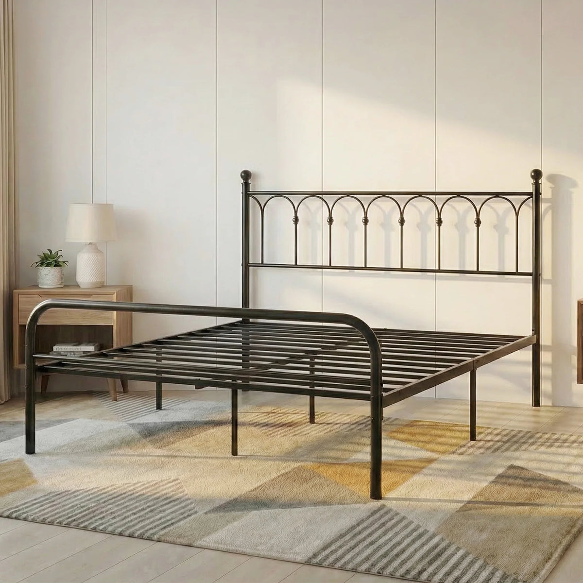 JHK Square Metal Platform Bed Frame Heavy Duty with 11.9" Under-Bed Storage No Box Spring Needed Easy Assembly For Living Room
