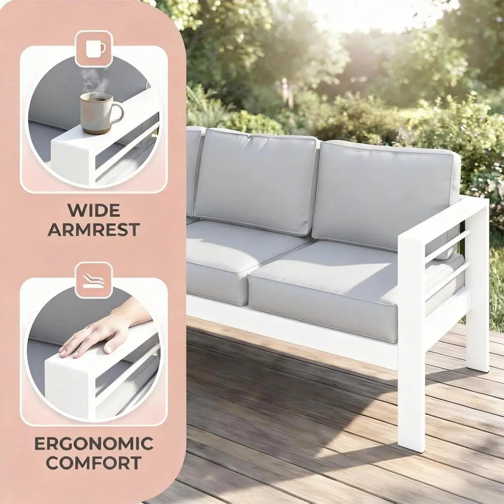 Ytyin 3 Seat Outdoor Aluminum Patio Sofa With Thick Cushions