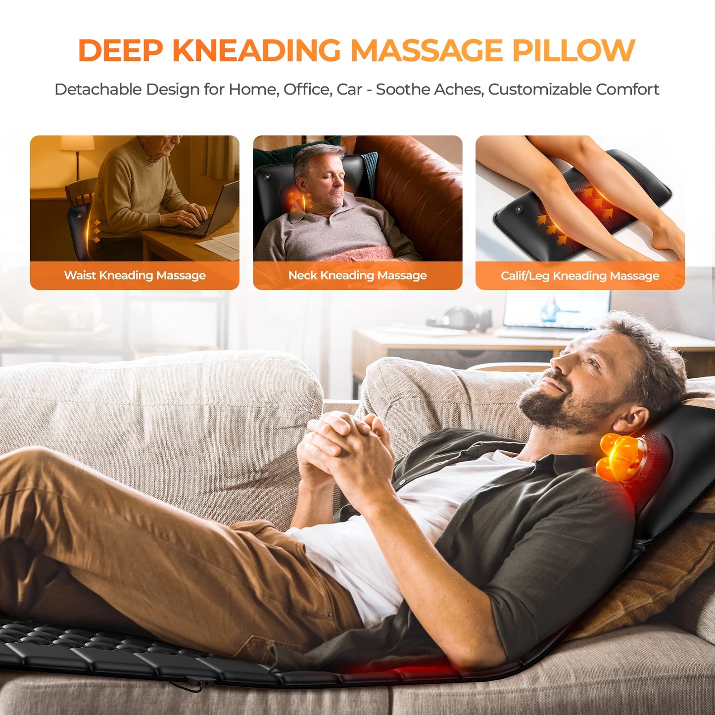 HOMEMASSA Shiatsu Full Body Massage Mat With Heat Detachable Pad