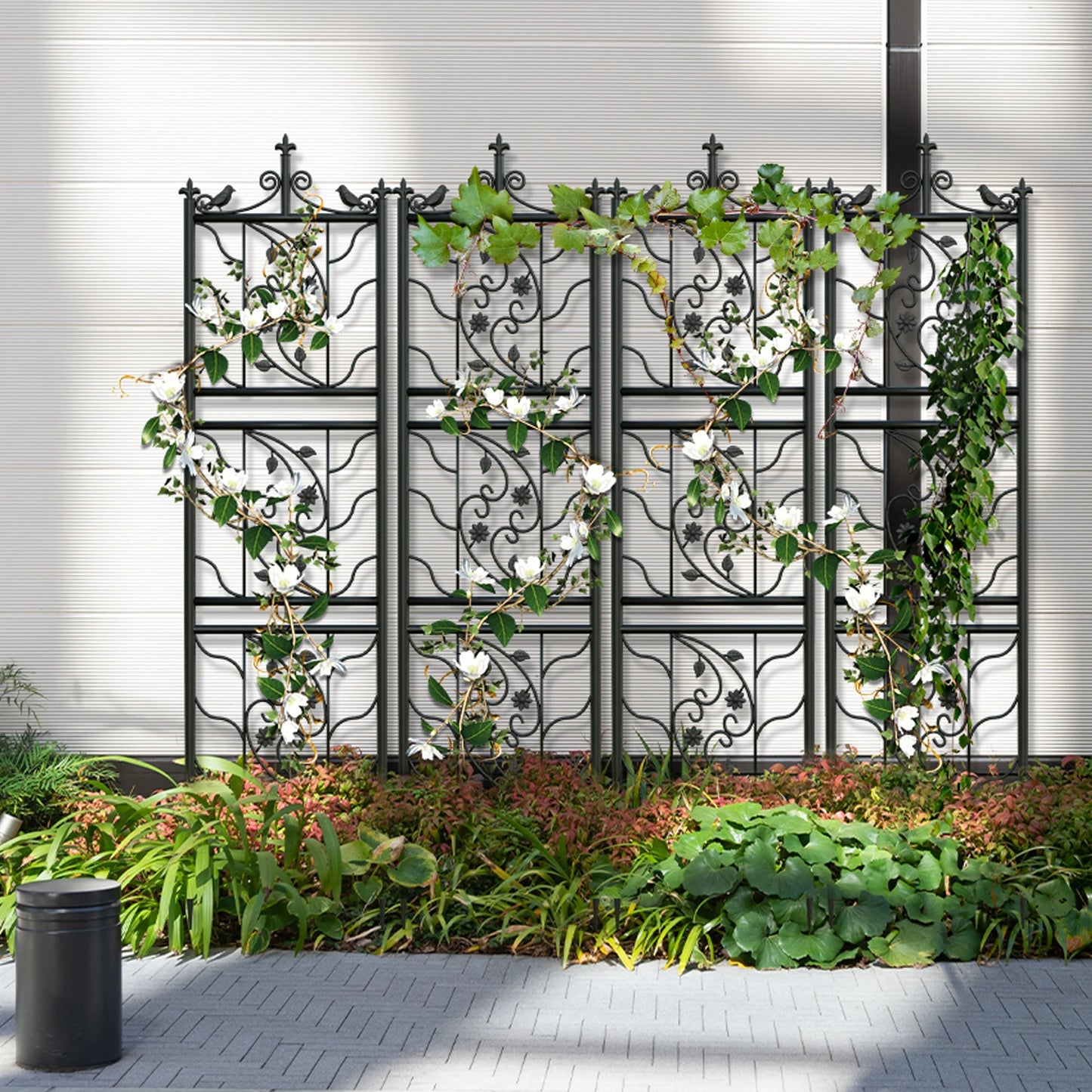 Iron Garden Trellis Fence Panel, Outdoor Lattice For Climbing Plants
