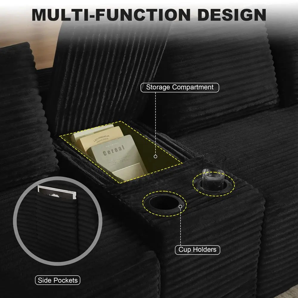 140.6 Boneless Sectional Sofa Couches for Living Room, Oversized U Shaped Cloud Modular Set w Center Console, Cup Holders, Side