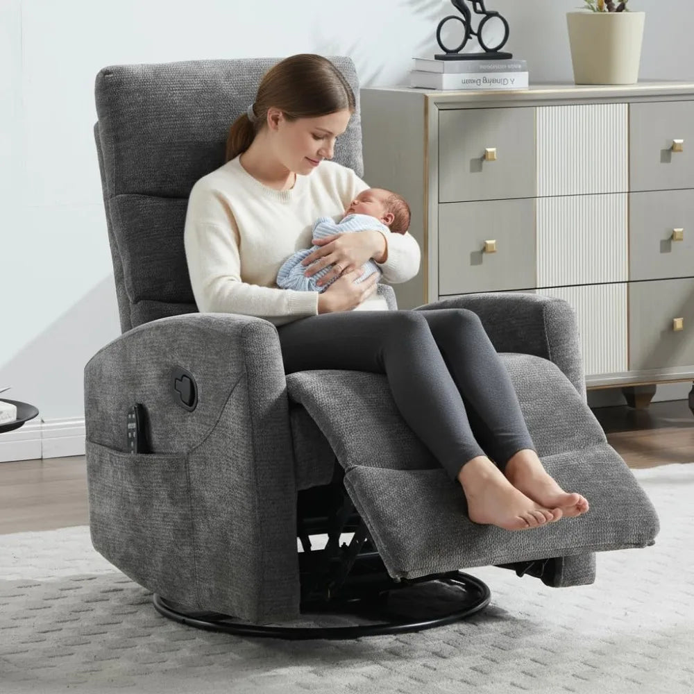 360° Swivel Rocker Recliner with Heat & Vibration Massage, Glider Rocking Chair for Adults, Compact Recliner for, Customized