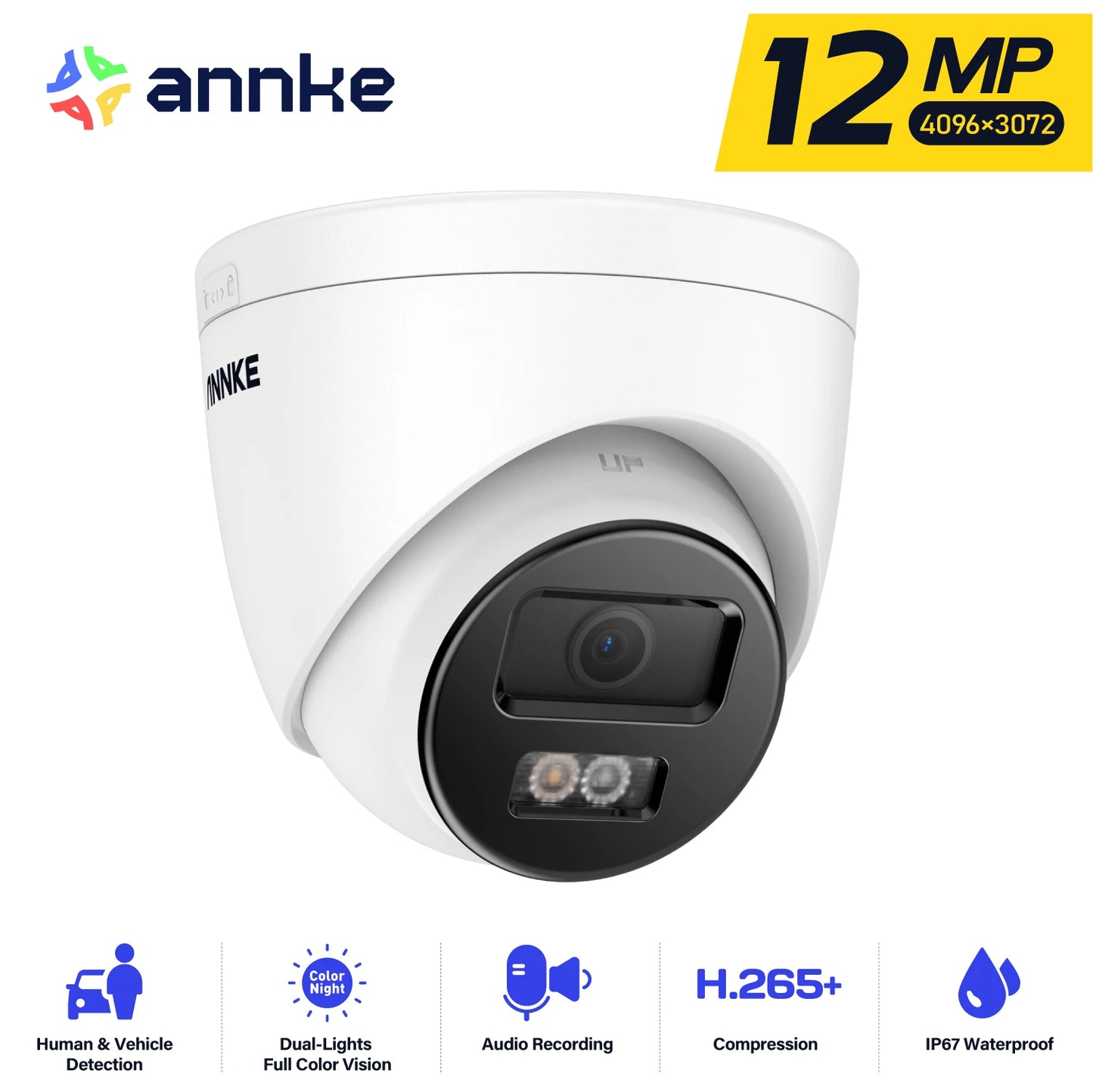 ANNKE 12MP Outdoor Smart Dual Light PoE Security Camera H.265