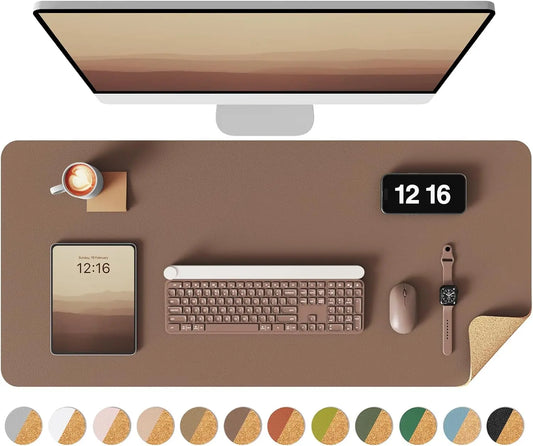 Double Sided Leather And Cork Waterproof Desk Pad For Office