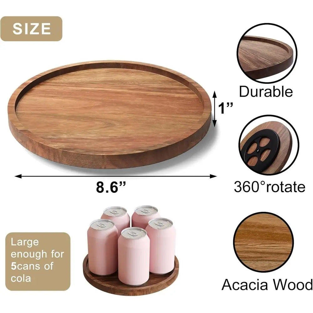 Acacia Wood Susan Organizer For Kitchen Pantry Spice Storage