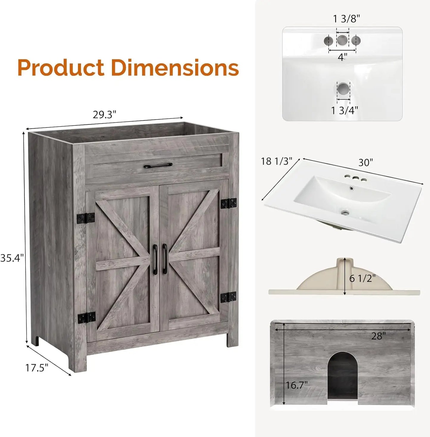 Farmhouse Bathroom Vanity With Sink And Storage Cabinet