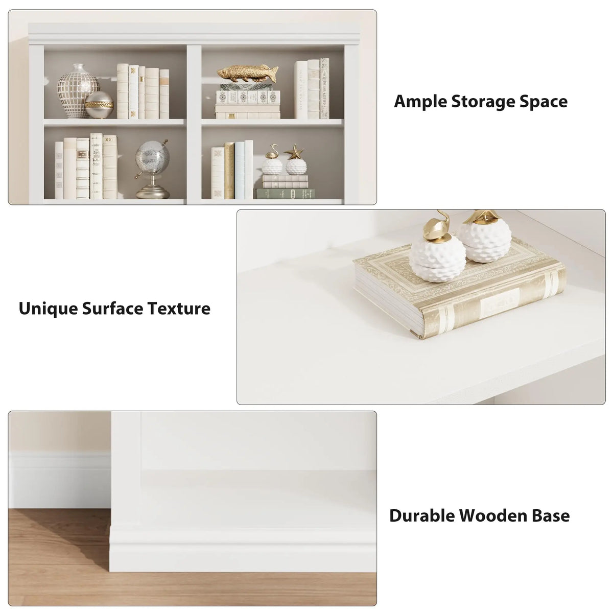 Tall White Open Bookshelf, 6-Tier Double Column Bookcase, Large Freestanding Display Storage Shelving Unit, Decorative Book Shelf for Living Room Home Office