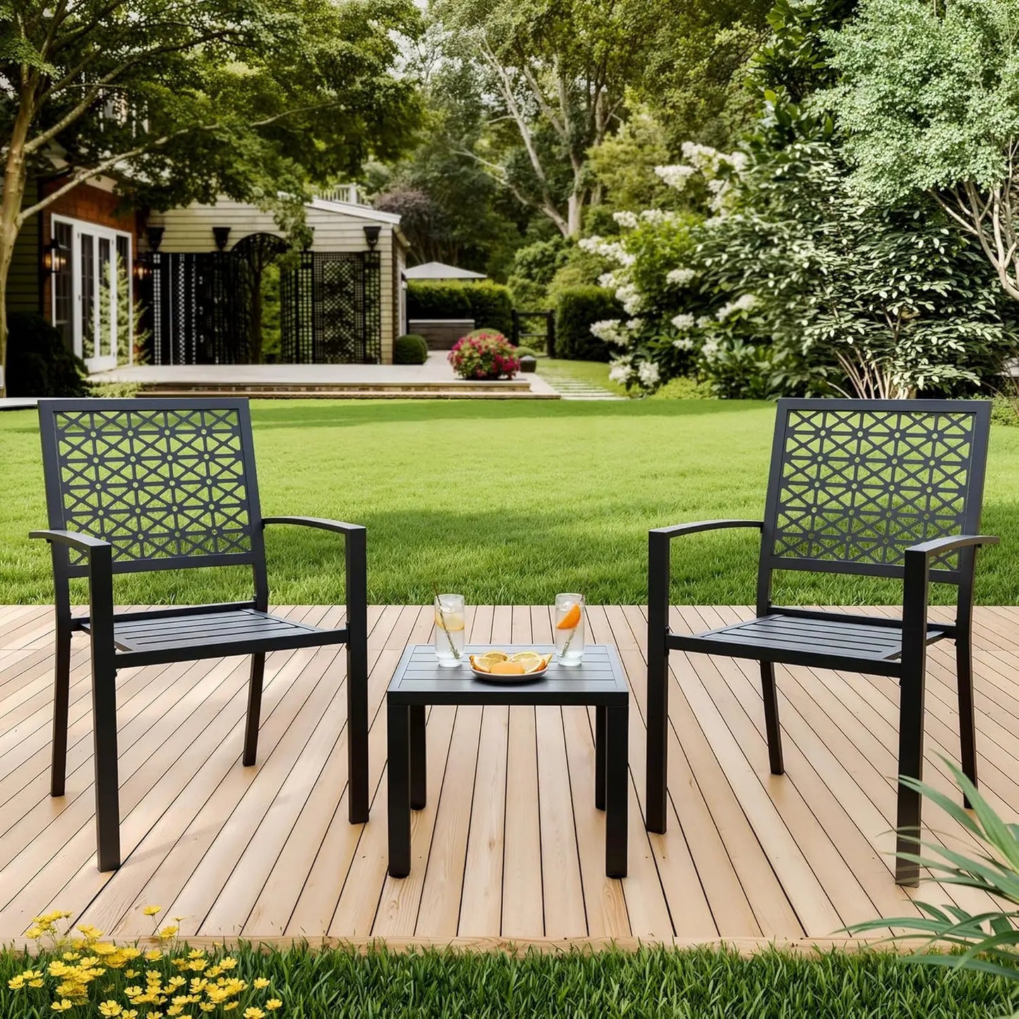 TWISTER.CK Patio Bistro Set 3 Piece With Table And Two Chairs