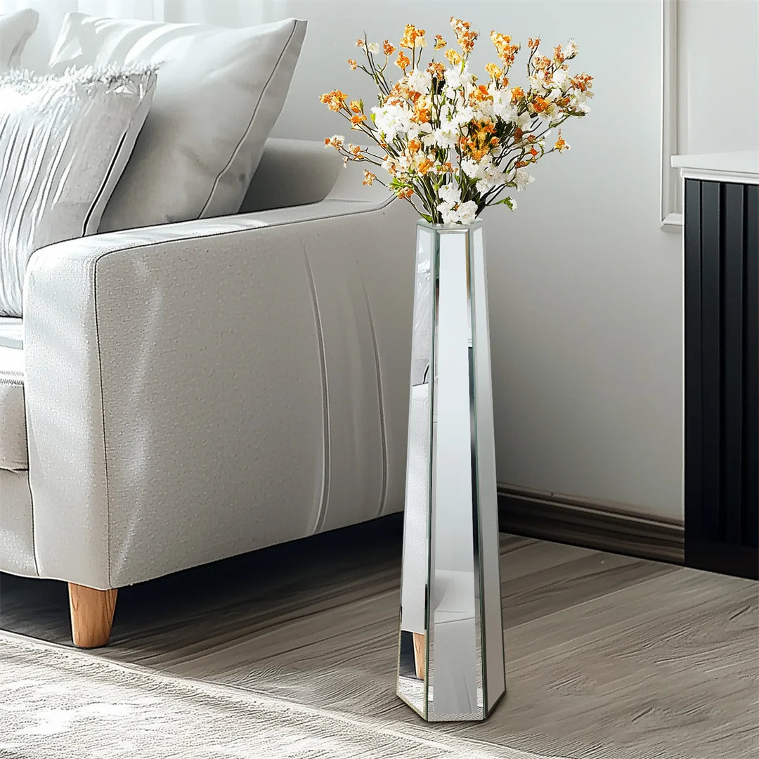 Modern Mirrored Glass Floor Vase For Elegant Home Display