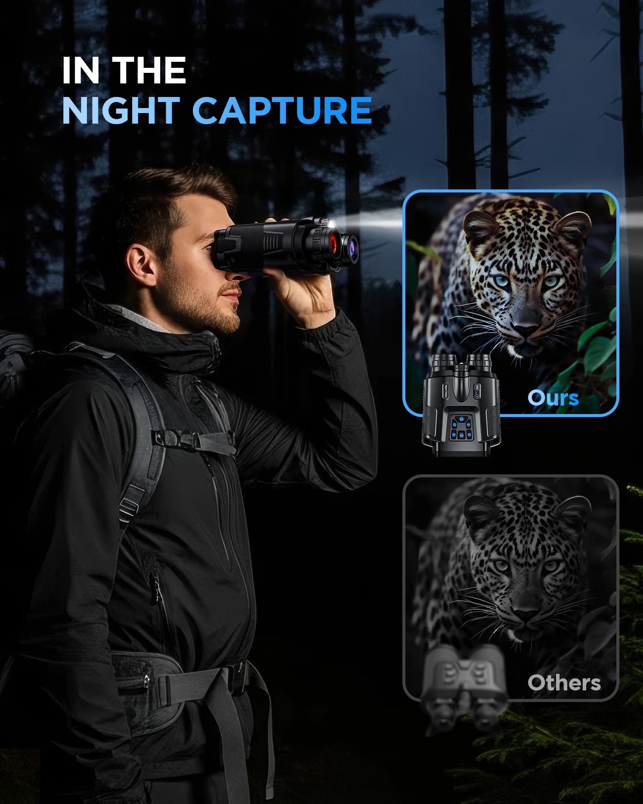 Letcmoi 4K Night Vision Binoculars With Tactical Light For Hunting