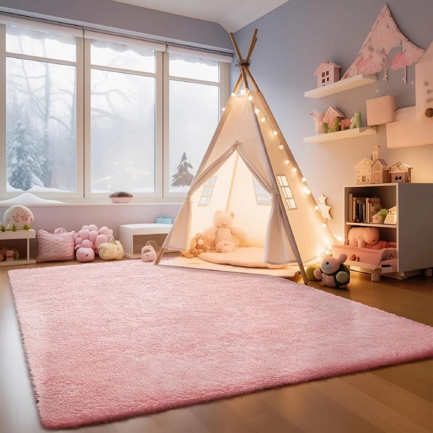 Fluffy Shag Rug For Kids Room Decor Cute Kawaii Style