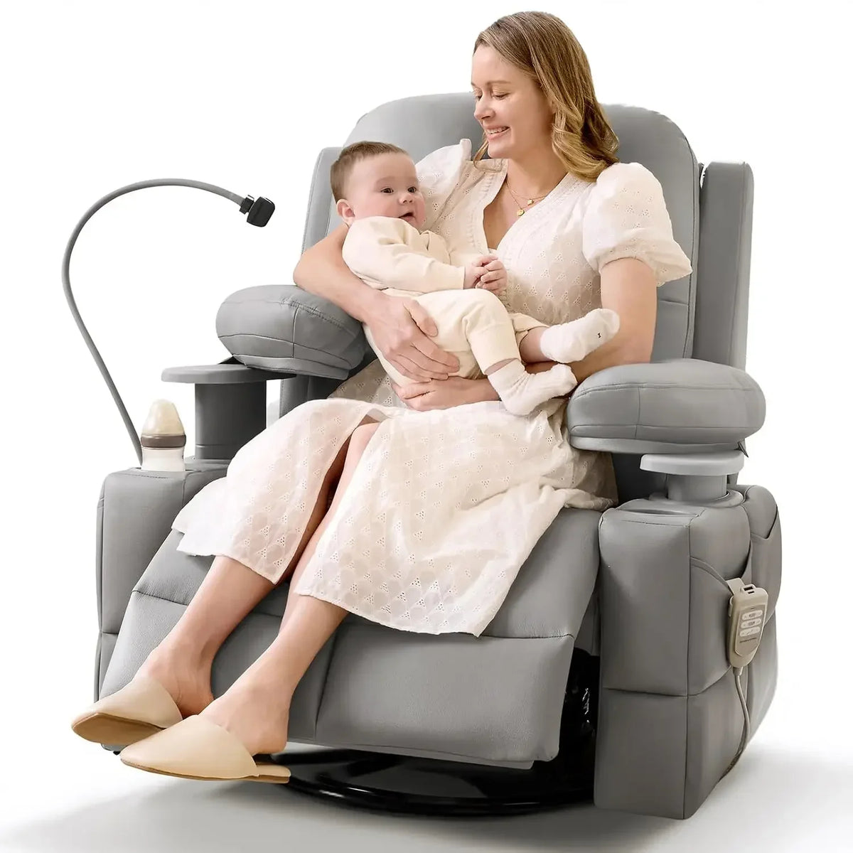 Pro Oversized Rocking Chair Nursery with Adjustable Armrests, Electric Glider Nursing Chair for, Customized