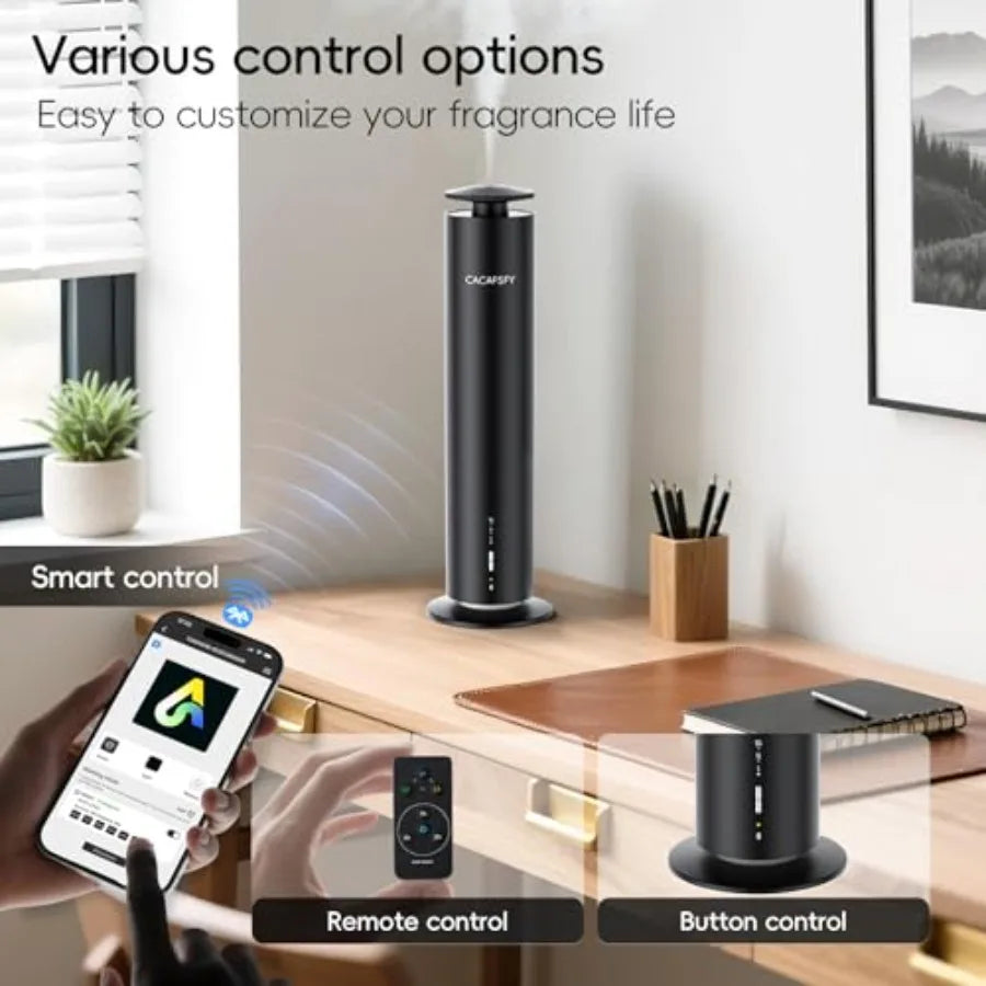 Waterless Essential Oil Diffuser for Large Room up to 1000 Sq Ft - Smart Hotel Scent Diffuser for Home with App, Remote Timer,