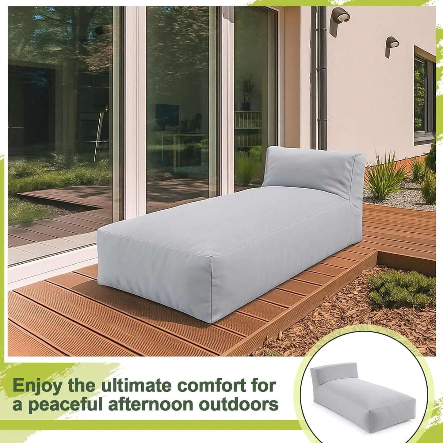 Outdoor Bean Bag Lounger Chair Patio Daybed With Sponge Filling