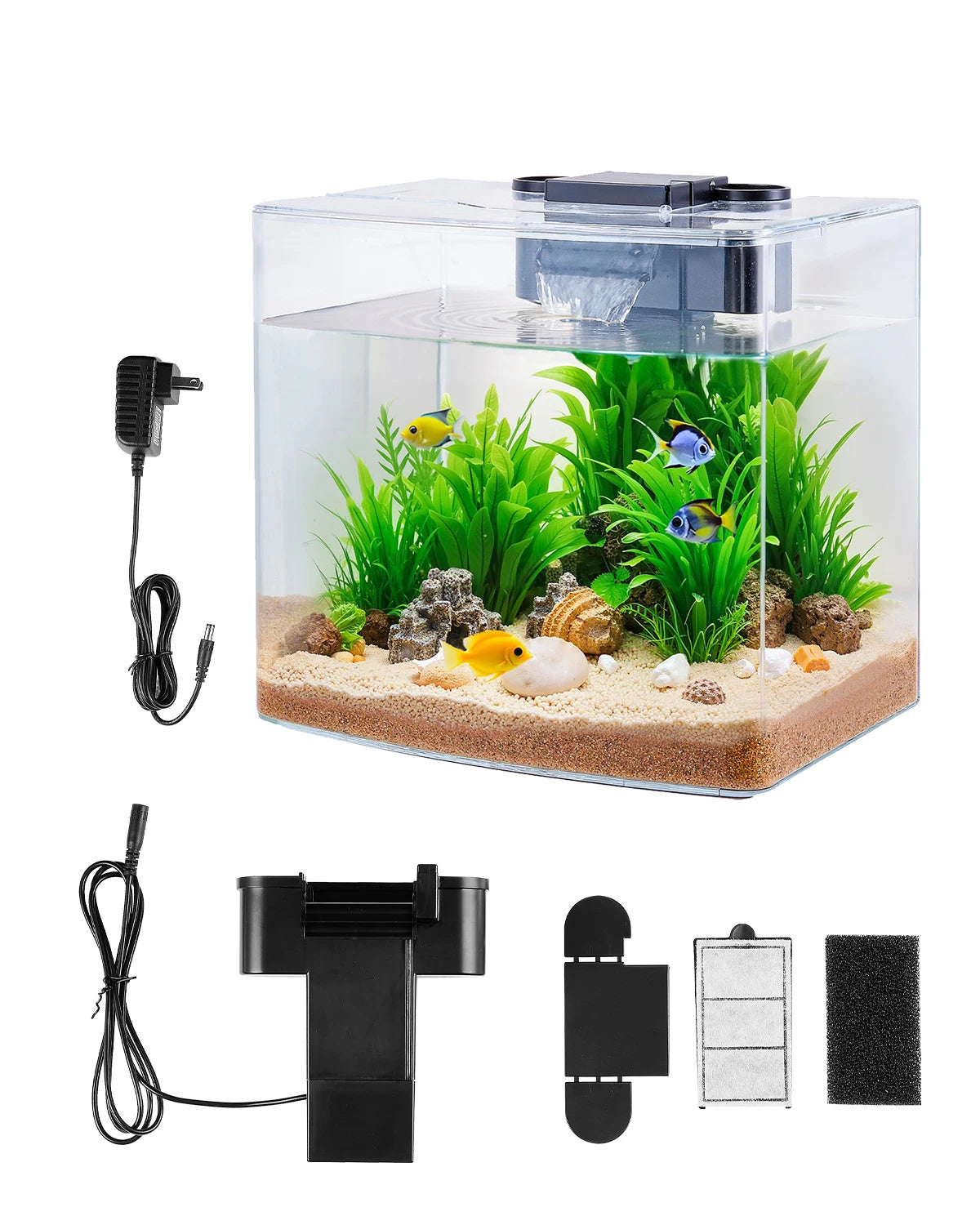 VEVOR Fish Tank Aquarium 3.5Gal Arch Ultra-Clear GPPS Starter Smart Tank Adjustable 3 Color Lighting for Freshwater Fish Home