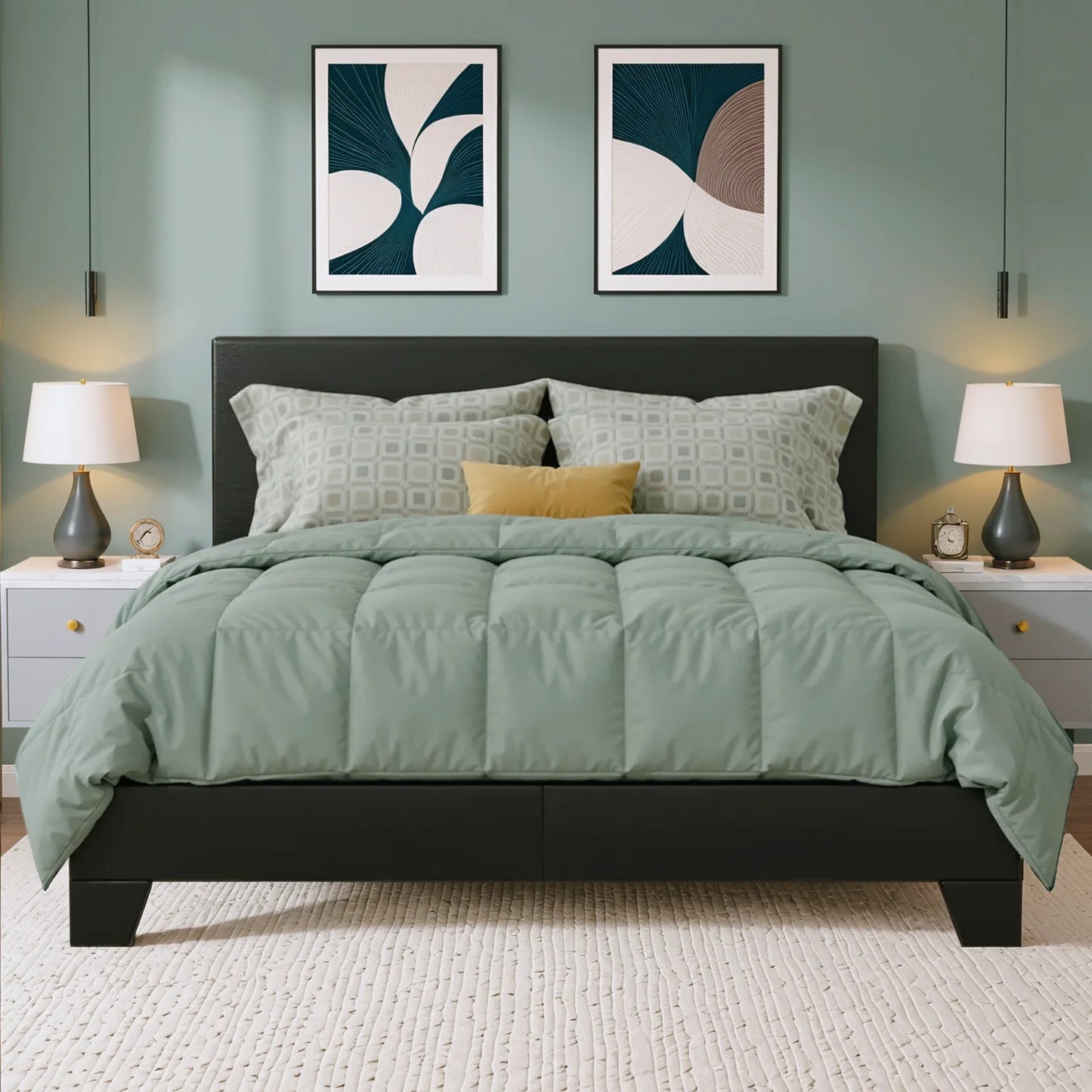 HOOMIC Upholstered Bed Frame Adjustable Linen Headboard And Quiet Support