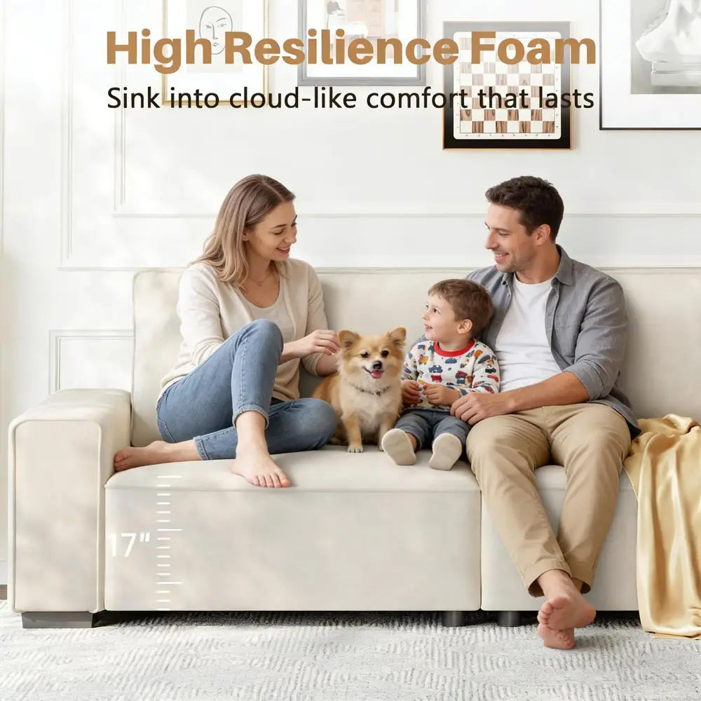 Chenille Cloud Sofa With Wide Armrests And Supportive Cushions